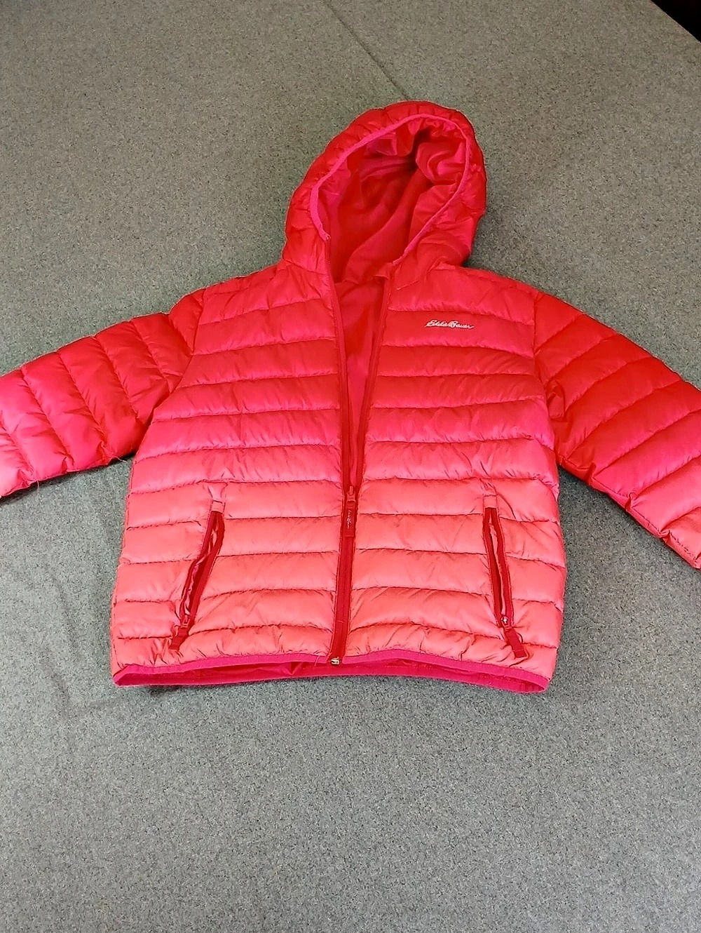 Eddie Bauer Packable Downlight Hooded Jacket Pink Puffer Jacket Girls Large
